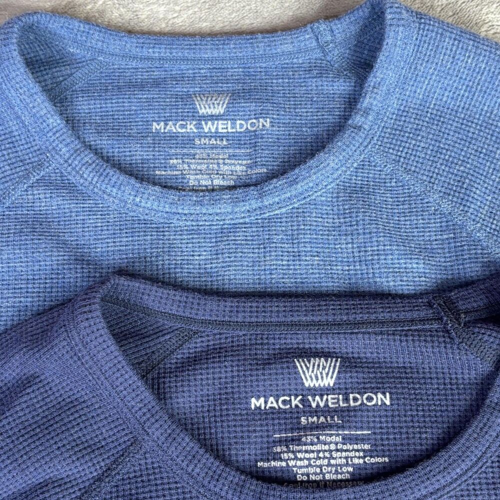 Mack Weldon Mens Small Blue Thermal Tagless Raglan Long Sleeve Crew Shirt - Picture 6 of 14